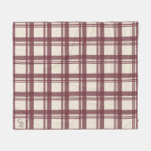 Burgunder-Cream-Tartan-Karodeckchen mit Monogramm Fleecedecke (Vorderseite (Horizontal))