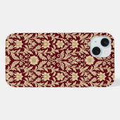 Burgunder-Creme-Blumendamast-iPhone-Hülle iPhone Hülle (Rückseite (Horizontal))