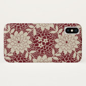 Burgunder-Creme-Blumenraster-Damaskus Case-Mate iPhone Hülle (Rückseite (Horizontal))