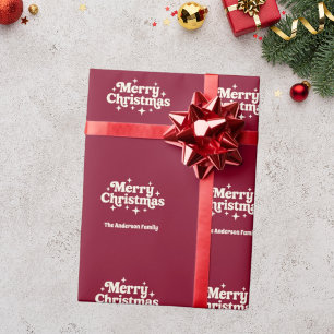 Burgunder-Creme Frohe Weihnachten Geschenkpapier