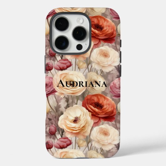Burgunder Creme Frühlingsblumen Case-Mate iPhone Hülle (Rückseite)