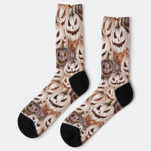 Burgunder-Creme-Halloween-Kürbisse Socken
