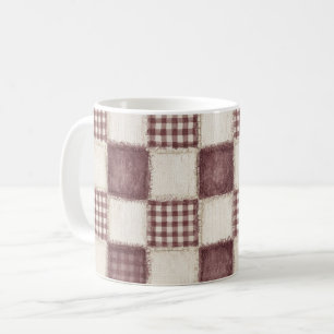 Burgunder-Creme-Karostreifen Kaffeetasse