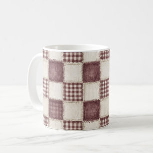Burgunder-Creme-Karostreifen Kaffeetasse