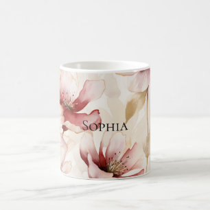 Burgunder Creme Lavendel Florale Hochzeitsdusche Kaffeetasse