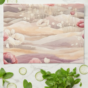 Burgunder-Creme-Rouge Florale Hochzeitsdusche Geschirrtuch