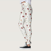 Burgunder-Cremear Blumen Leggings (Links)