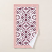 Burgunder Damast Muster, rot-geschmolzene Ränder Badhandtuch Set (Handtuch)