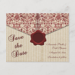 Burgunder Damast Save-the-Date-Karte Save The Date
