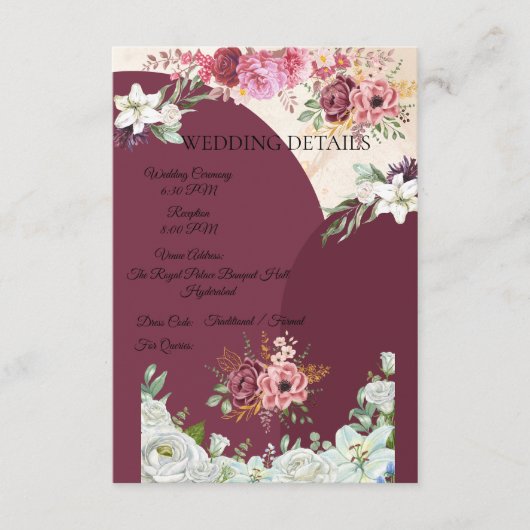 Burgunder Einschub Einlage Begleitkarte (Vorderseite)