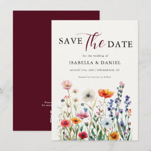 Burgunder Elegante Florale Hochzeit Save The Date