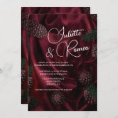 Burgunder Eleganz Einladung (Vorne/Hinten)