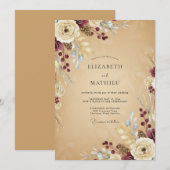 Burgunder-Erde-Rustikale-Hochzeit Einladung (Vorne/Hinten)