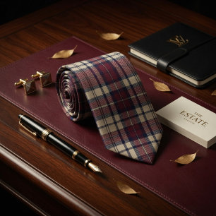 Burgunder Estate Plaid Luxus Krawatte