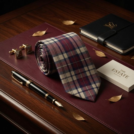 Burgunder Estate Plaid Luxus Krawatte