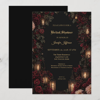 Burgunder Floral Gothic Hochzeitsduscheinladung Einladung