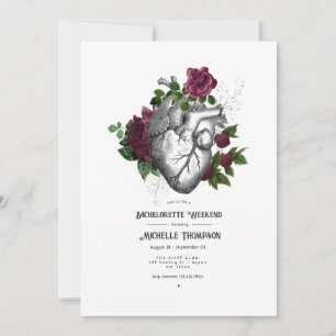 Burgunder Floral Gothic Junggesellinnen-Abschiedsw Einladung