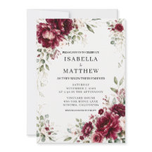 Burgunder Floral Grün Elegante Hochzeit