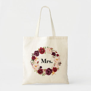 Burgunder floral MRS. Braut Tragetasche
