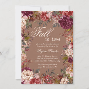 Burgunder Floral Taupe Fall in Love Brautparty Einladung