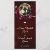 Burgunder Florales Katholisches Hochzeitsprogramm Programm (Vorderseite)
