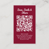 Burgunder-Foto-Sharing-Capture-Liebe-QR-Code  Visitenkarte (Vorderseite)