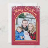 Burgunder Frohe Weihnachten Bogen Foto Personalize (Vorderseite)