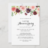 Burgunder Frühling Bläserblüte 50. Hochzeitstag Einladung (Vorderseite)