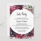 Burgunder Frühling und Blumen Lasst uns Party Einladung (Vorderseite)