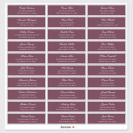 Burgunder Gäste Namen und Adresse. Versand-Aufkleb Aufkleber