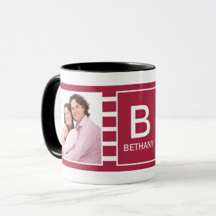 Burgunder gestreifte benutzerdefinierte Foto-Perso Tasse