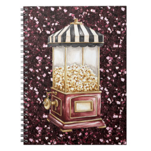 Burgunder Glitter Popcorn Zirkus Notizblock