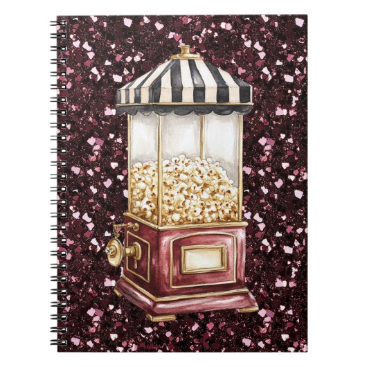 Burgunder Glitter Popcorn Zirkus Notizblock (Vorderseite)