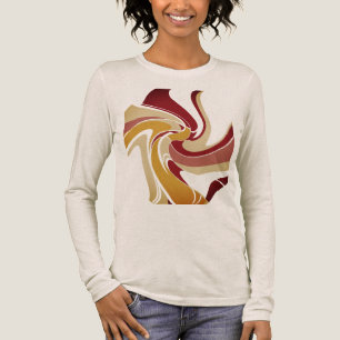 Burgunder-Gold-Beige-Wirbel-Abstraktes-Blumen-Kuns Tri-Blend Shirt