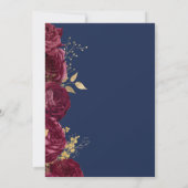 Burgunder-Gold-Blumen-Script-Navy-Save-the-Date Ankündigung (Rückseite)