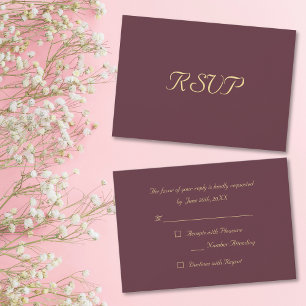 Burgunder Gold Elegante Party RSVP Einladungskarte