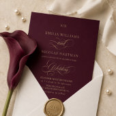 Burgunder Gold Monogramm Hochzeit Einladung
