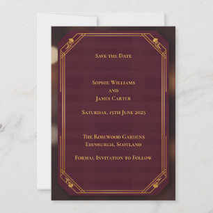 Burgunder-Gold-Schottische-Save-the-Date-Karte R Einladung