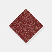 Burgunder Gold Scroll Papier Servietten, Luxuspart Serviette (Ecke)