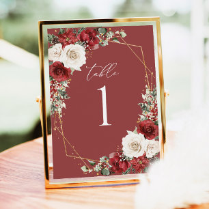 Burgunder-Gold-Winter-Blumen-Hochzeitstisch-Nummer