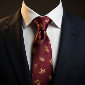 Burgunder Goldblatt Eleganz Krawatte