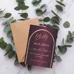 Burgunder Goldbogen 60. Geburtstag Save The Date<br><div class="desc">Eine Save the Date Karte für eine 60. Geburtstagsfeier. Ein bordeauxroter Hintergrund mit einem goldenen Bogen aus Imitaten. Personalisieren und fügen Sie ein Datum und Ihren Namen. Der Text: Sechzig und Save the Date ist mit einem großen trendigen handgeschriebenen Stil geschrieben.</div>