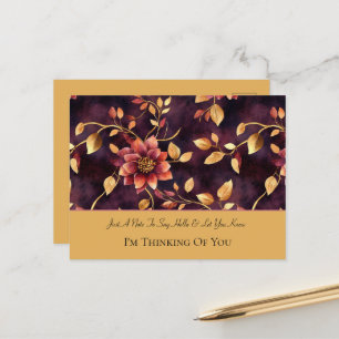 Burgunder Goldene Blätter Floral In Gedanken an Di Postkarte