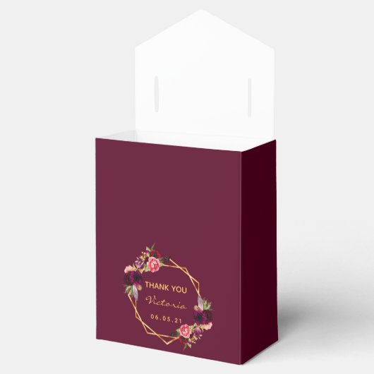 Burgunder goldene geometrische Blumen Mädchen Dusc Geschenkschachtel (Geöffnet)