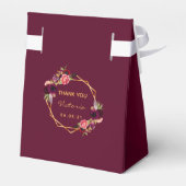 Burgunder goldene geometrische Blumen Mädchen Dusc Geschenkschachtel (Rückseite)