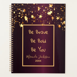 Burgunder-goldene Sterne Motivationszitat Planer