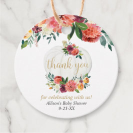 Burgunder Goldfall Blumenkürbis Babydusche Geschenkanhänger