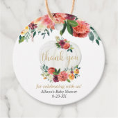 Burgunder Goldfall Blumenkürbis Babydusche Geschenkanhänger (Vorderseite)