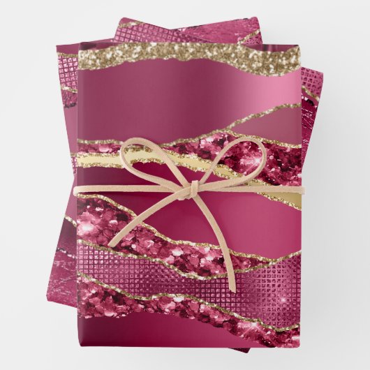 Burgunder Goldfolie Glitzer elegant elegant Geschenkpapier Set (Beispiel)