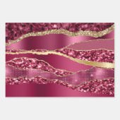 Burgunder Goldfolie Glitzer elegant elegant Geschenkpapier Set (Vorderseite)